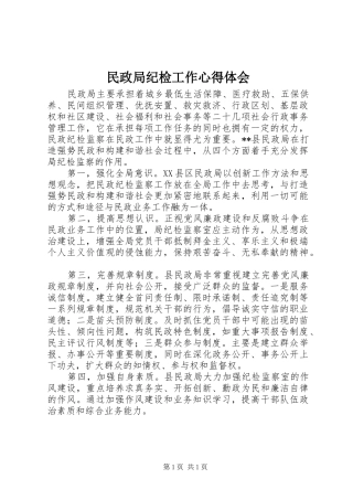2024年民政局纪检工作心得体会