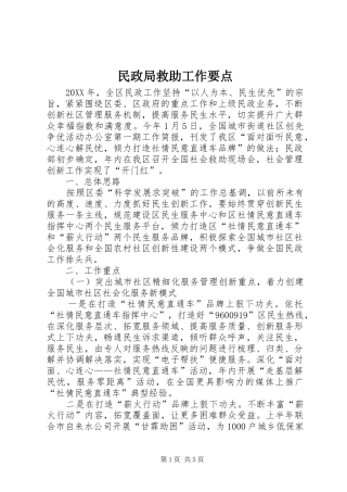 2024年民政局救助工作要点