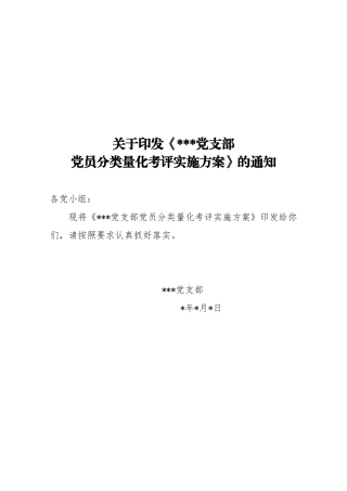 【范文】印发党员分类量化考评实施方案的通知