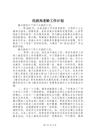 2024年民政局老龄工作计划