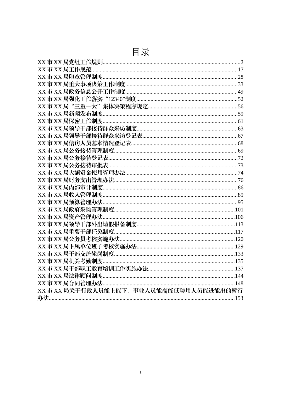 X局重要工作制度规范汇集_第1页