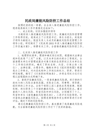 2024年民政局廉能风险防控工作总结