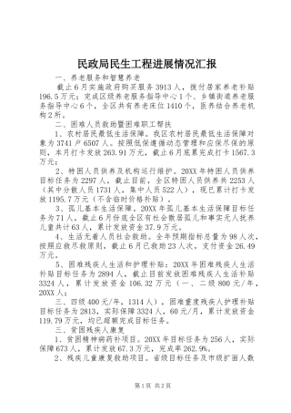 2024年民政局民生工程进展情况汇报