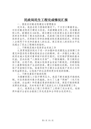 2024年民政局民生工程完成情况汇报