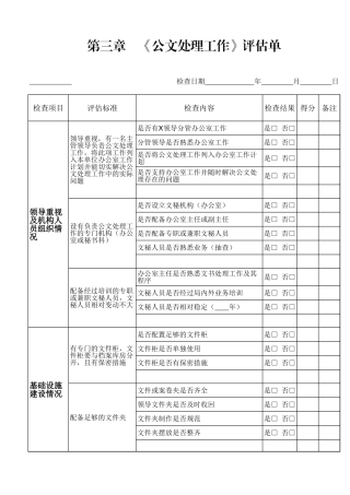 第三章　《公文处理工作》评估单