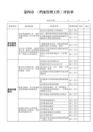 第四章  《档案管理工作》评估单