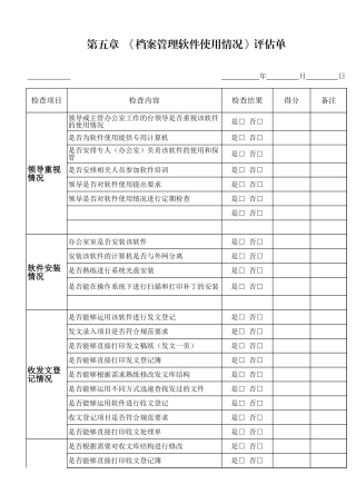 第五章  《档案管理软件使用情况》评估单