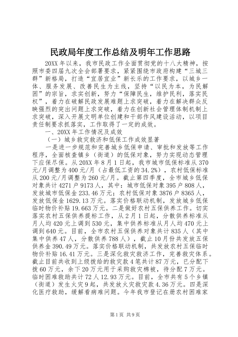 2024年民政局年度工作总结及明年工作思路_第1页