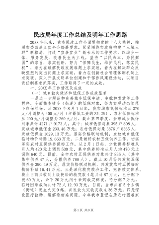 2024年民政局年度工作总结及明年工作思路