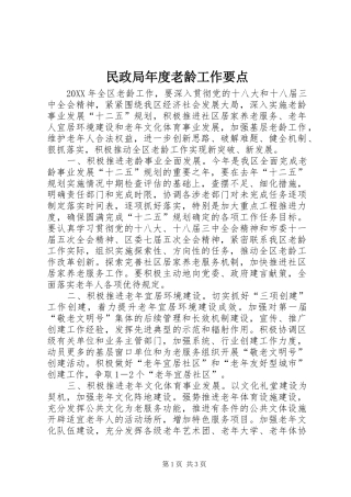 2024年民政局年度老龄工作要点