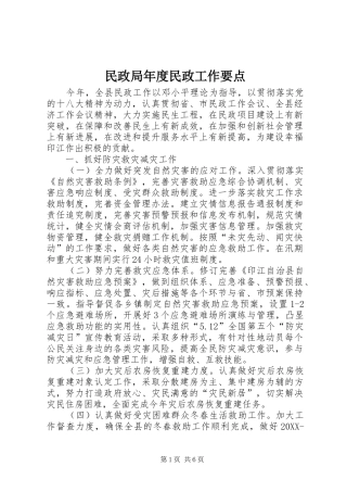 2024年民政局年度民政工作要点