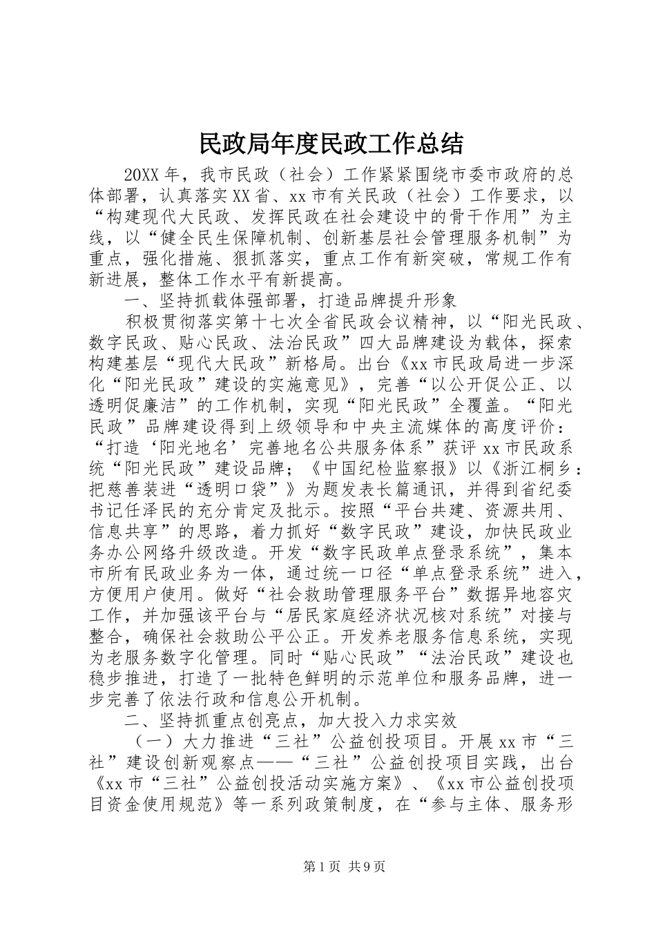 2024年民政局年度民政工作总结_第1页