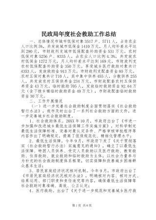 2024年民政局年度社会救助工作总结