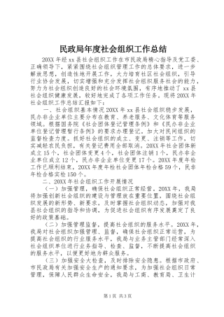 2024年民政局年度社会组织工作总结