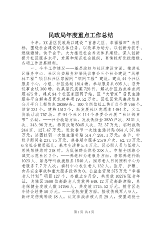 2024年民政局年度重点工作总结