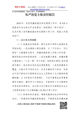 从严治党主体责任报告