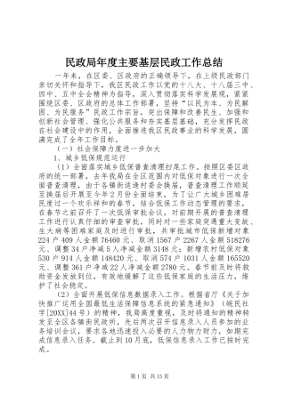 2024年民政局年度主要基层民政工作总结