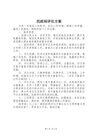 2024年民政局评比方案