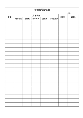 公司车辆使用登记表