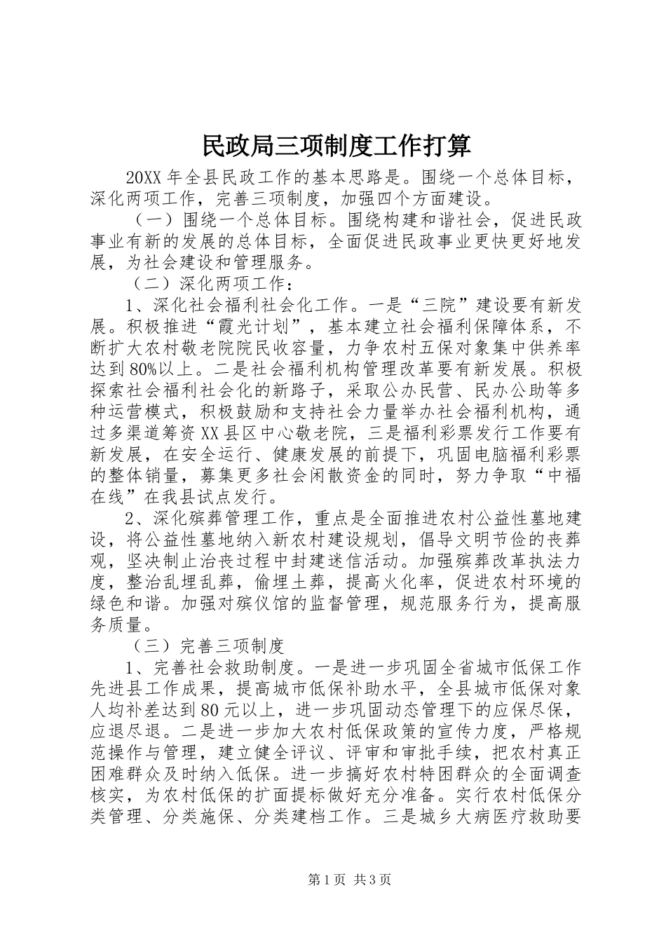 2024年民政局三项制度工作打算_第1页
