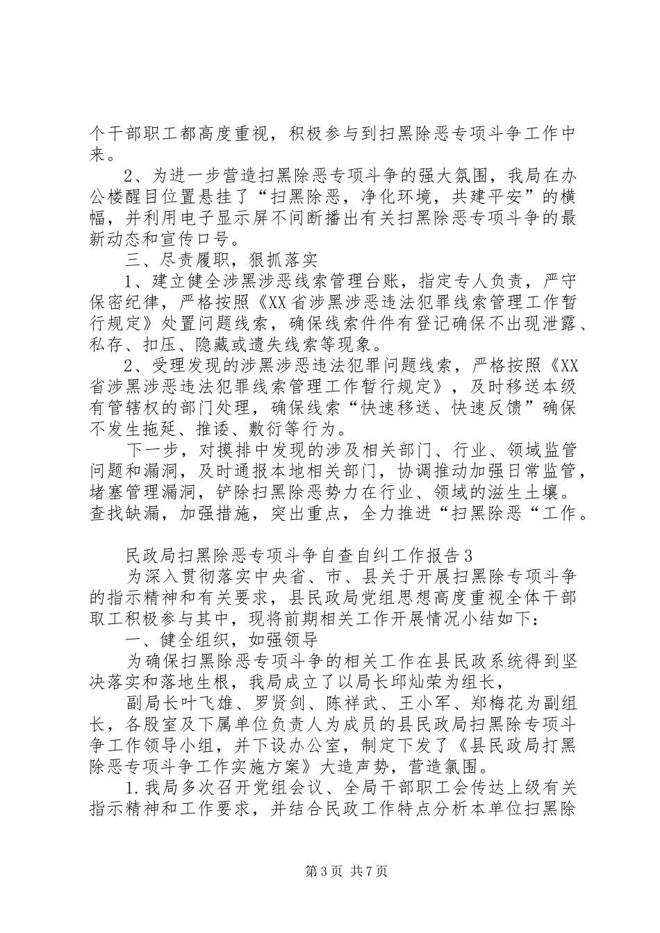 2024年民政局扫黑除恶专项斗争自查自纠工作报告_第3页