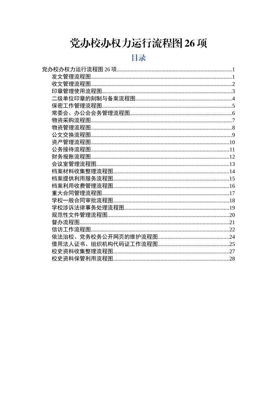 党办校办权力运行流程图26项_第1页