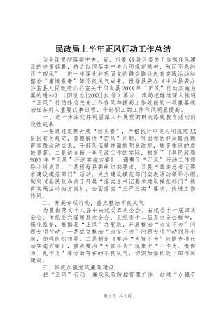 2024年民政局上半年正风行动工作总结