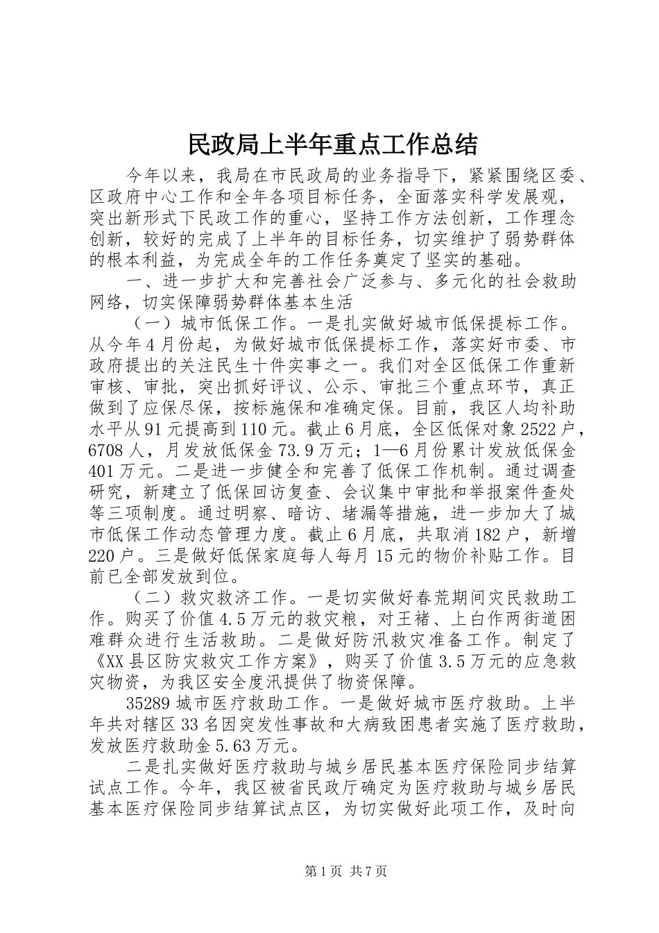 2024年民政局上半年重点工作总结_第1页