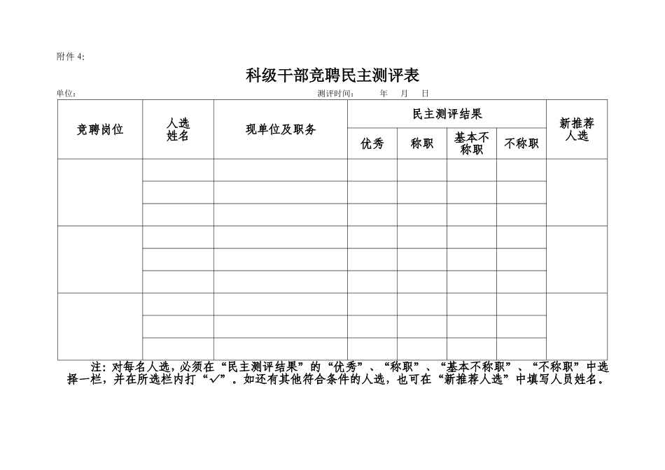 4民主测评表_第1页