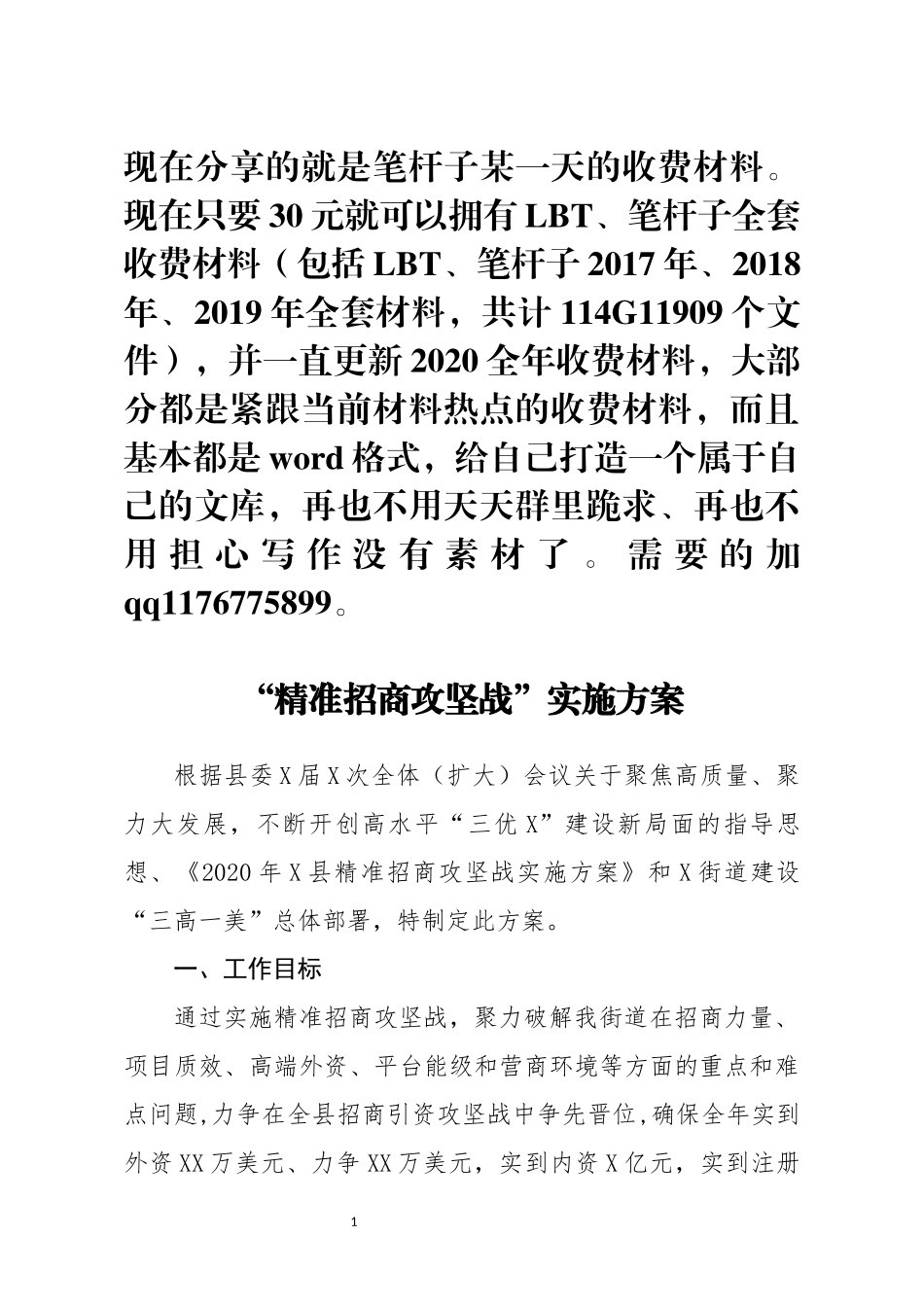 精准招商攻坚战实施方案_第1页