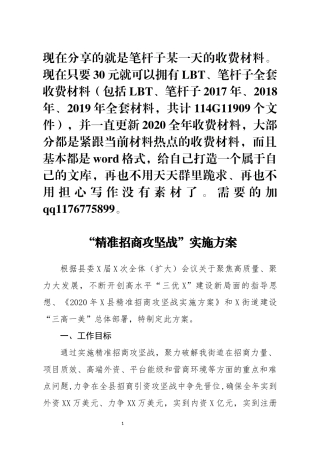 精准招商攻坚战实施方案