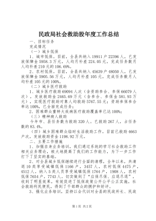 2024年民政局社会救助股年度工作总结