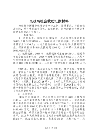 2024年民政局社会救助汇报材料