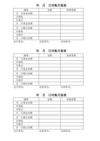 每月出纳与会计对账表