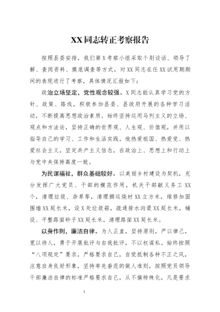 XX同志转正考察报告(0003)