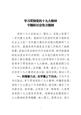十九大精神研讨交流材料