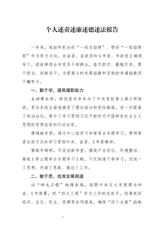 分享个人述责述廉述德述法报告