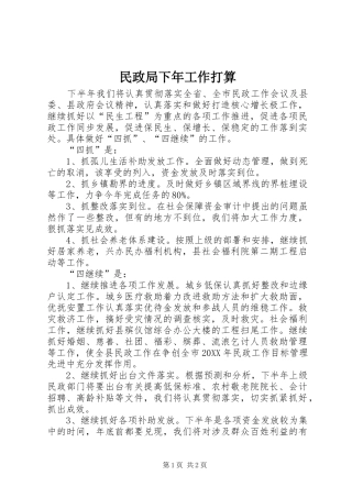2024年民政局下年工作打算