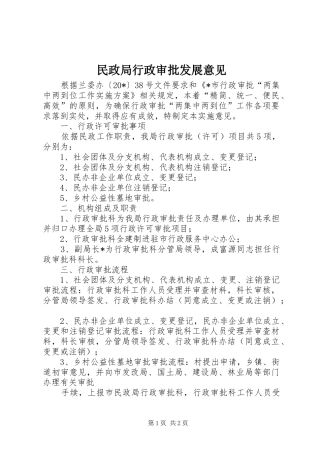 2024年民政局行政审批发展意见