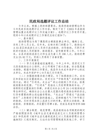 2024年民政局选题评议工作总结