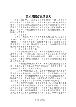 2024年民政局医疗救助意见