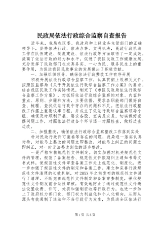 2024年民政局依法行政综合监察自查报告