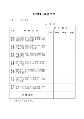 8干部德的专项测评表