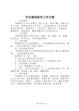 2024年市交通局防汛工作方案