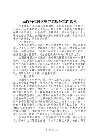 2024年民政局推进居家养老服务工作意见