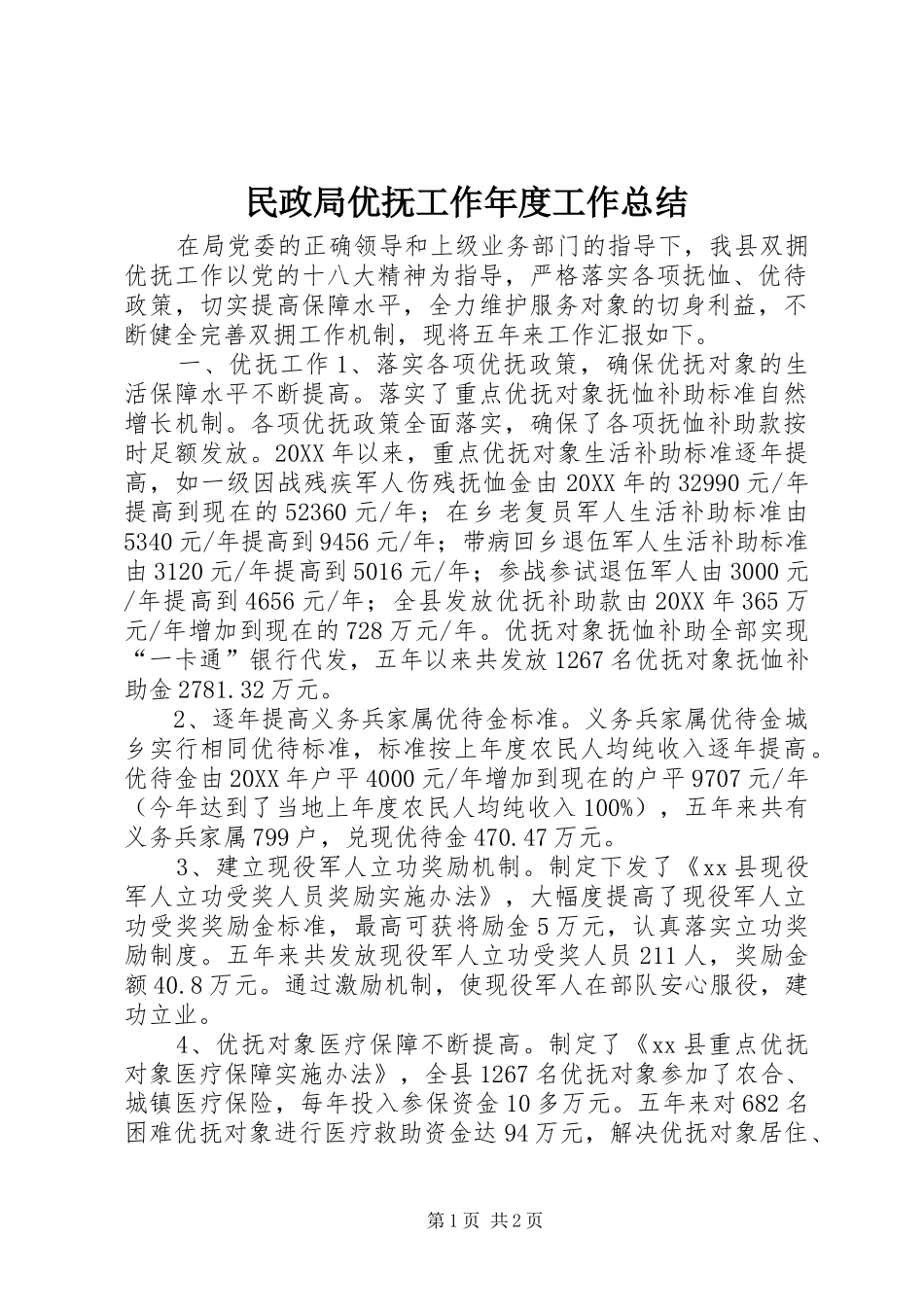 2024年民政局优抚工作年度工作总结_第1页