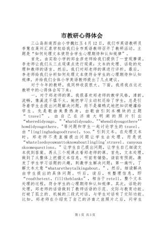 2024年市教研心得体会