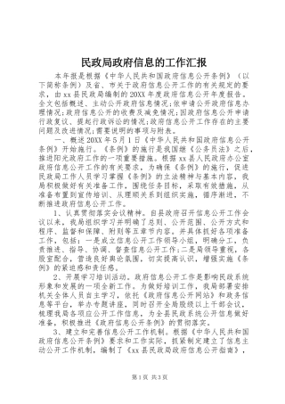 2024年民政局政府信息的工作汇报