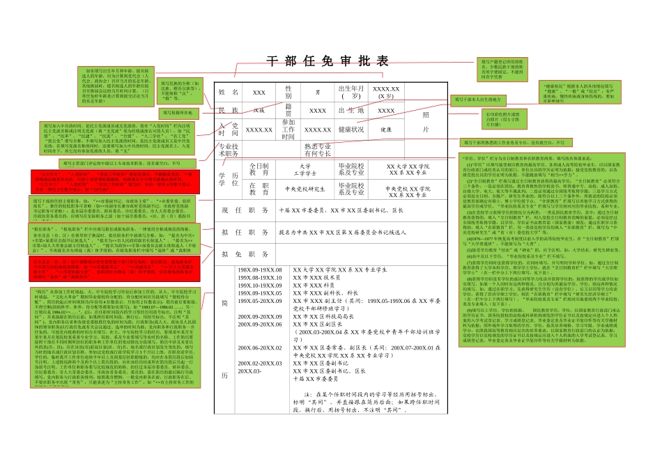 干部任免表填写规范+空白表格_第1页