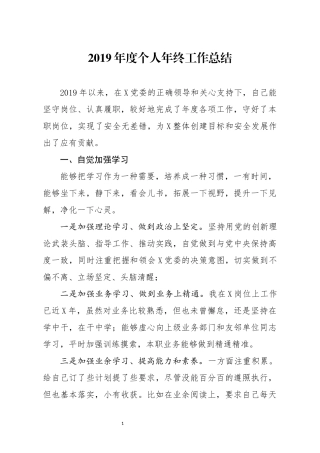 2019年度个人年终工作总结